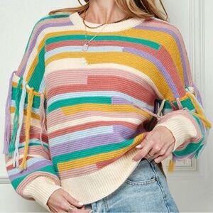 Boutique NWT BOHO Striped Women's Sweater Medium